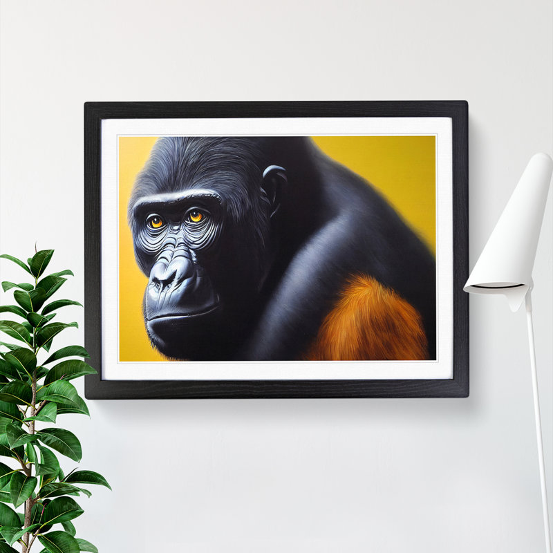 XH1022-6099X Modern Gorilla Art Vol.6 1 Piece Single Picture Frame Wall Art, 46cm H x 64cm W, Black
