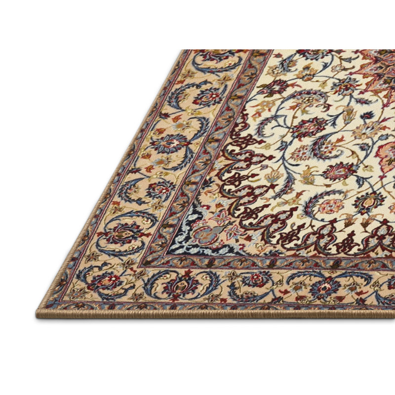 Tapis traditionnel ivoire / rouge, Rectangle 4 pi x 6 pi