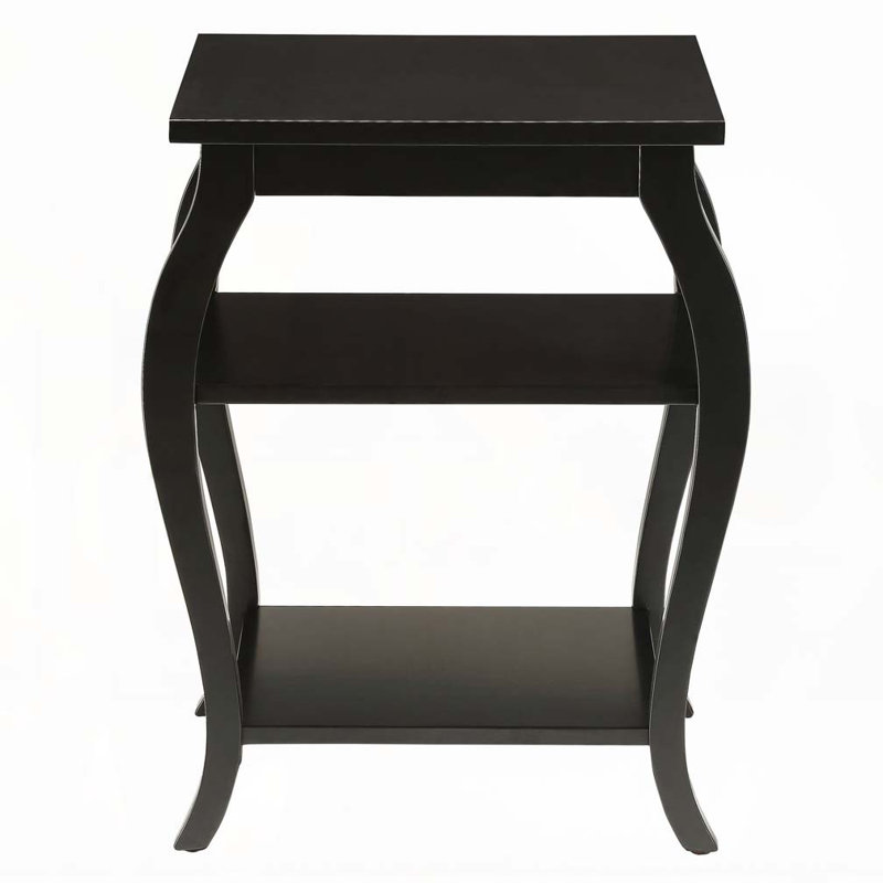 Black 2-shelf End Table