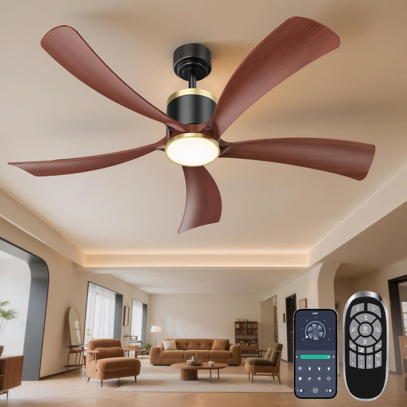 42'' Dimmable Ceiling Fan with Lights and Remote Control Reversible DC Motor 3CCT Timer , 21.5" H x 42" W x 42" D