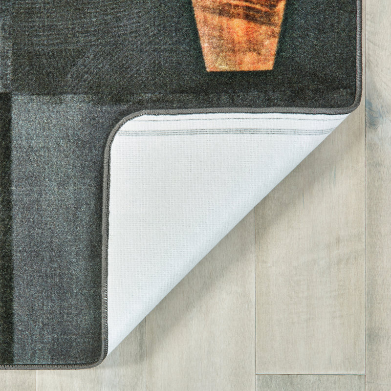 Rustic Wood Literacy ABC Pixel Perfect Tufted Gray/Orange Area Rug, Rectangle 6' x 9'