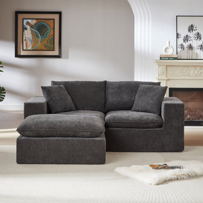 Canapé modulaire rembourré de 78,74 po de largeur, Chenille grise foncée