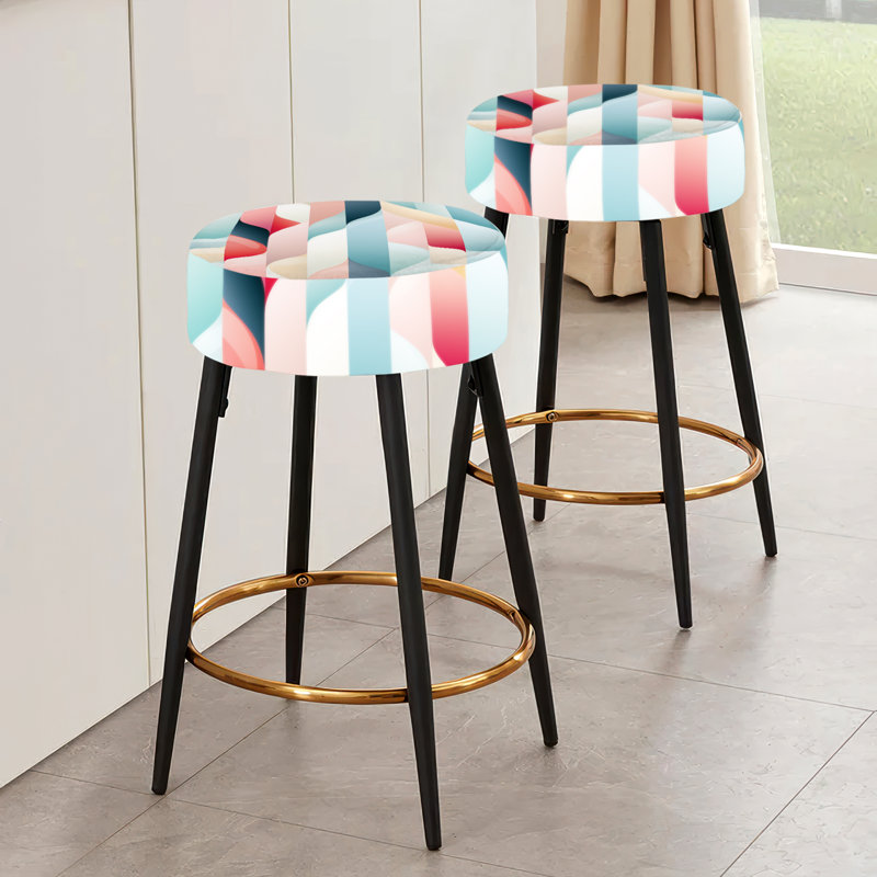 Ensemble de 2 tabourets de bar rayés Subdued Elegance