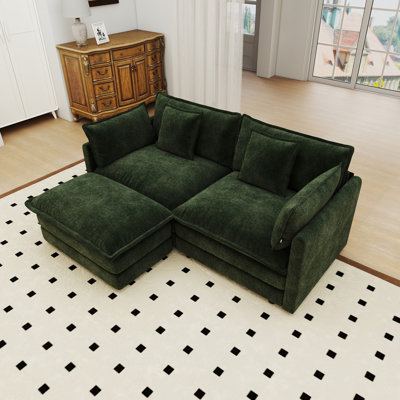 Le canapé rembourré double confortable en forme de L avec repose-pieds Chenille est un choix idéal pour les salons, les chambres et les appartements