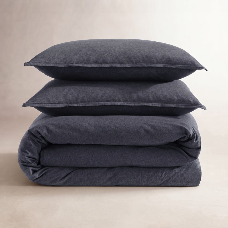 Ensemble d'édredon en mélange de coton, Gris foncé, Édredon pour lit simple TG + 1 taie décorative