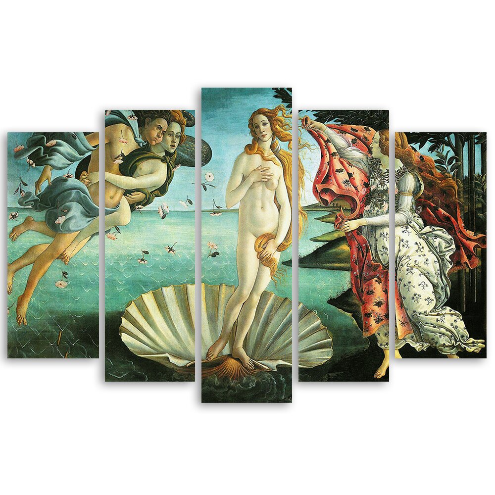 5-tlg. Leinwandbilder-Set The Birth Of Venus von Botticelli