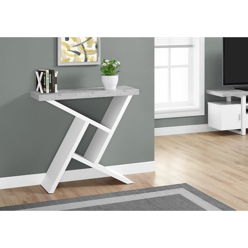 Table d'appoint, console, vestibule, étroit, canapé, salon, chambre à coucher, stratifié, contemporain, moderne, Gris / Blanc