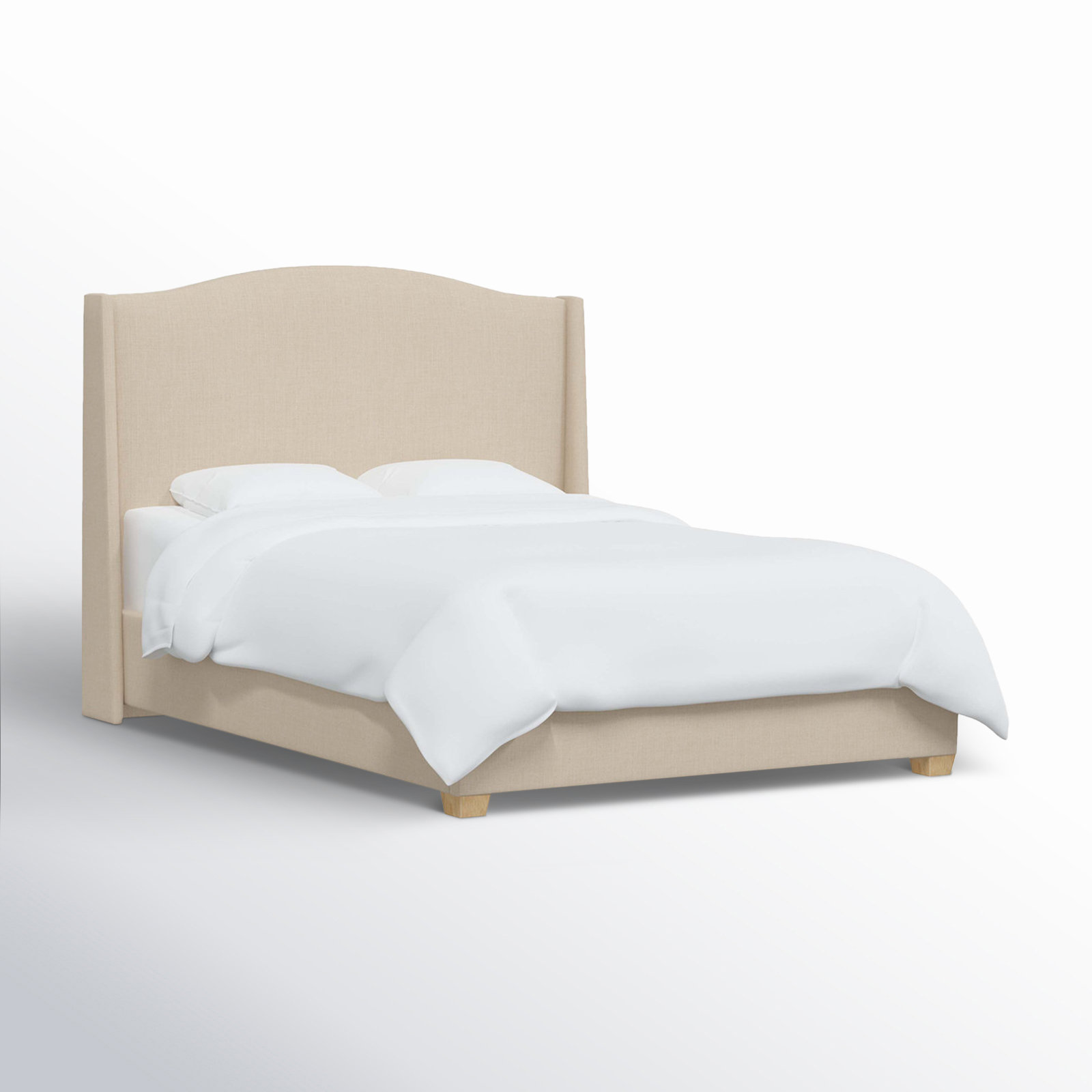 Allis Wingback Platform Bed, King, Classic Linen Linen