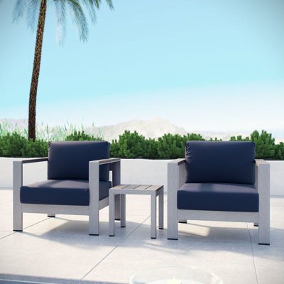 Ensemble de 3 canapés modulaires d'extérieur en aluminium Modway Shore