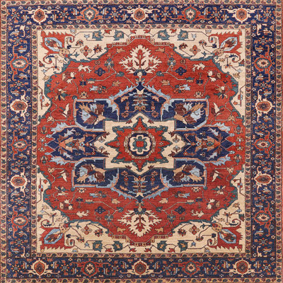 Tapis oriental rouge / ivoire / bleu