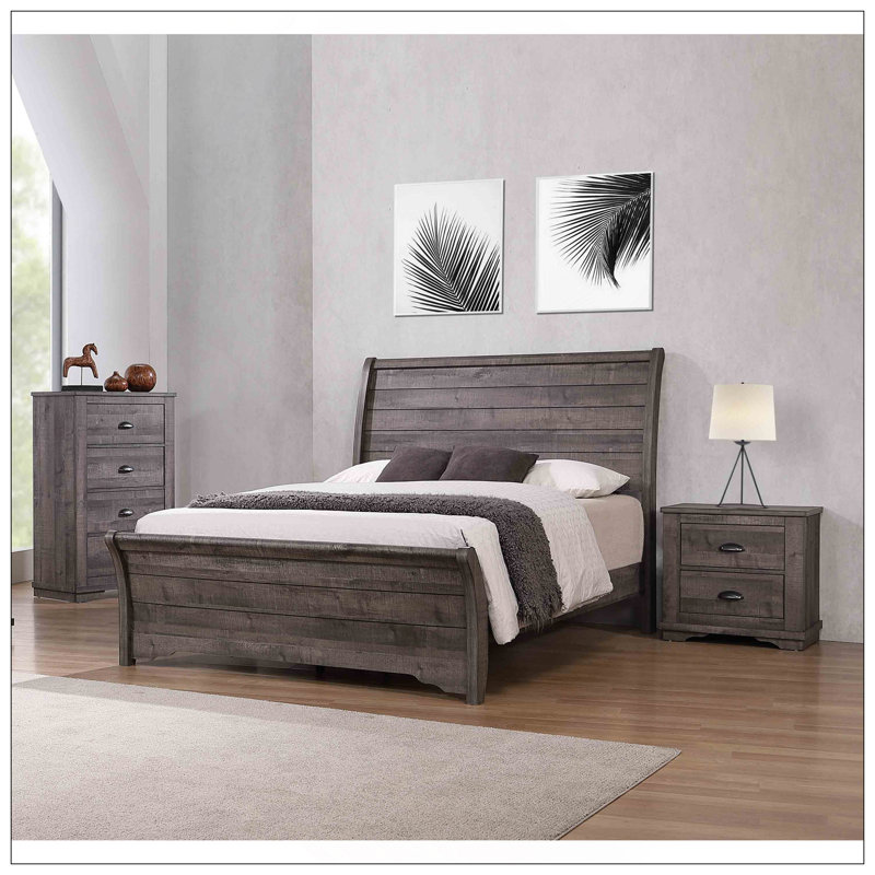 Armoire de chevet contemporaine à 4 tiroirs 1Pc, Gris