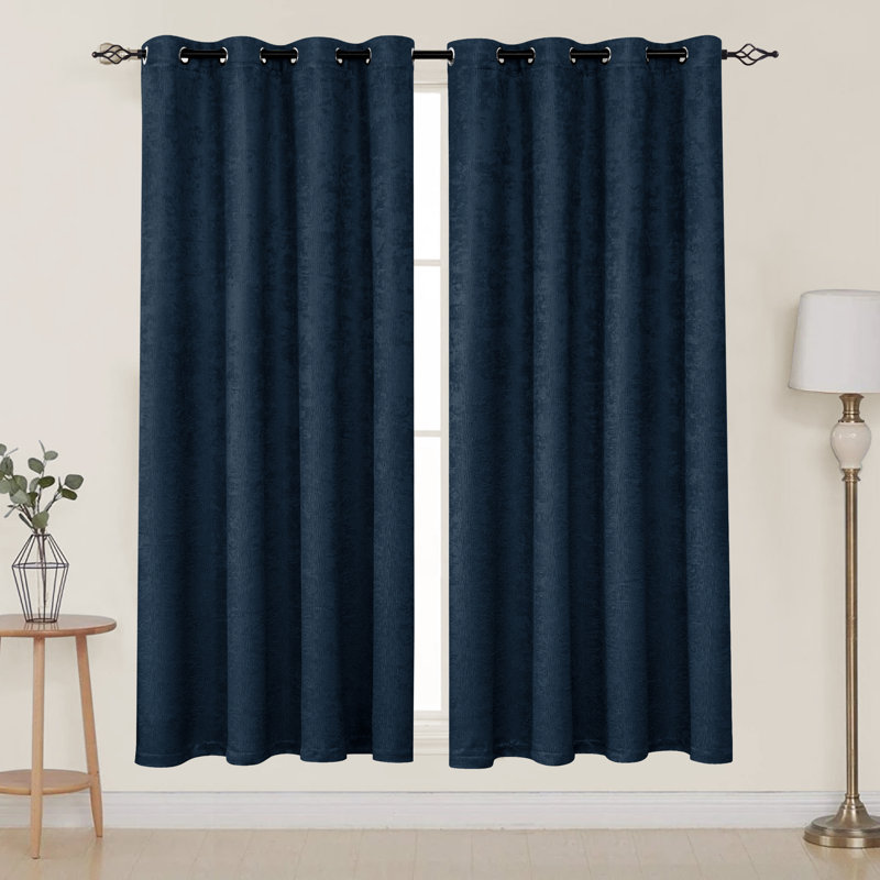 Jayla Blackout Curtain Pair, 53" W x 96" L, Navy