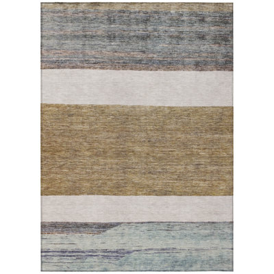 Chantissa Brown Washable Indoor-Outdoor Rug - LOOMLAN