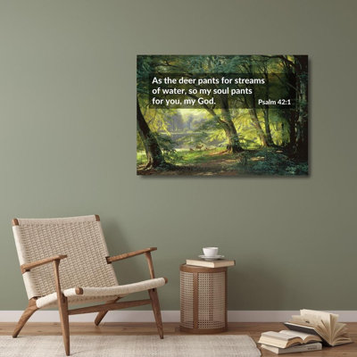Art sur toile ArtsyQuotes: citation du verset de la Bible, Psaume 42: 1, Carl Fredrik Aagard, Deer Park