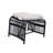 3 Pieces Wicker Outdoor Patio Furniture Set With Lounge Chair, Balcony Chairs Table Set With Cushions, Ottoman, Patio Conversation Sets For Garden,Deck,And Porch, Black & Beige-1248448822