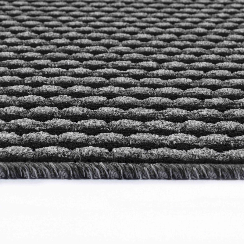 Ridhaan Non-Slip Striped Doormat, Rectangle 120W x 180L cm, Anthracite