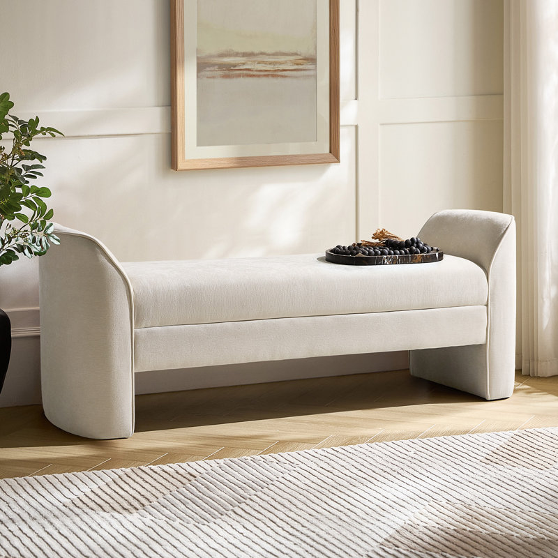 Banc rembourré en tissu 57 po Elizabeth, Beige