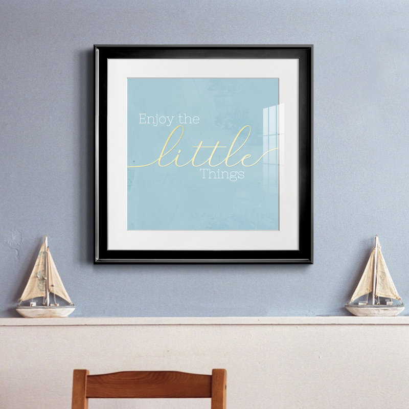 Enjoy the Little Things - Reproduction d'art textuel sur papier encadré, H 17,5 po x l 17,5 po x P 1,5 po