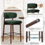 Ensemble de 2 tabourets de bar à hauteur de comptoir de 26 po de couleur verte avec pieds en bois et îlot de cuisine-2120396581-2120396590