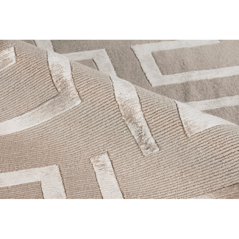 Metro-Velvet Geometric Area Rug in Beige, Rectangle 8' x 10'