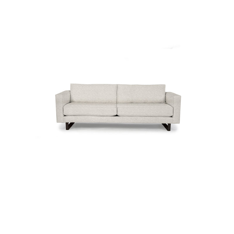 Canapé à accoudoirs carrés de 90 po avec coussins réversibles Avalon, Polypropaline blanc bouleau, Wengé
