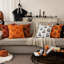 Housse de coussin décorative citrouille d'automne pour l'Halloween 50 x 50 cm orange et noir-136358921-136358918
