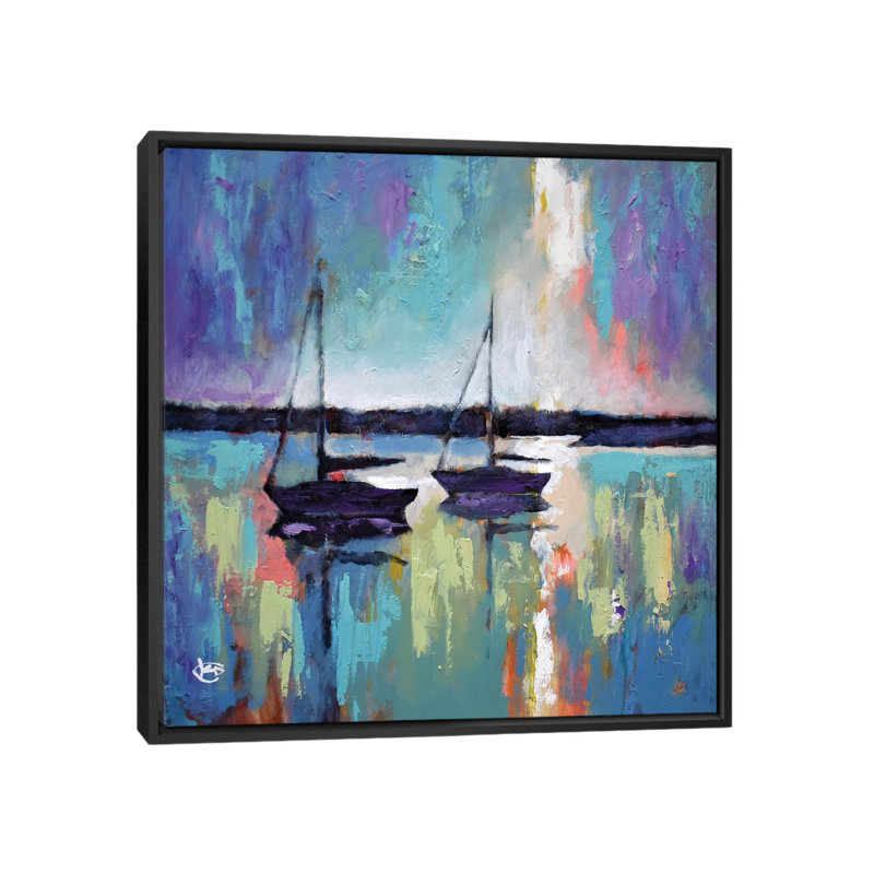 Light Breaking Through The Clouds by Kip Decker - Painting, 18" H x 18" W x 1.5" D, Black Framed Canvas, No Mat