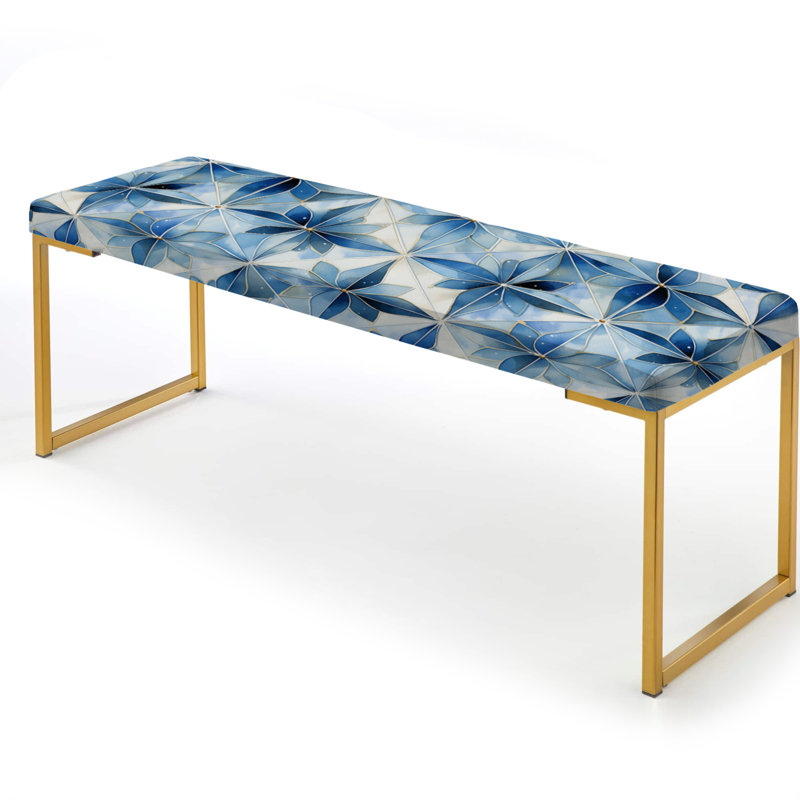 Banc géométrique rétro en mosaïque géométrique bleu et blanc IV