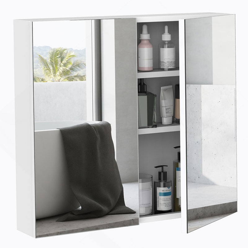 24X22 Inch Bathroom Mirrored Cabinet Wall-Mounted Storage Organizer
