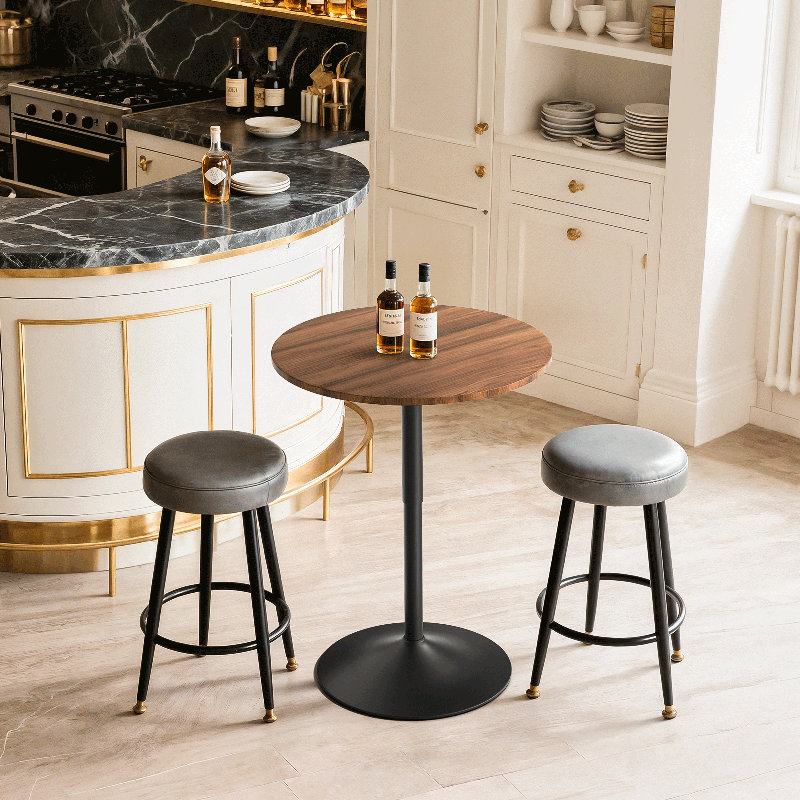 Table de bar ronde de 91 cm (36 po), table de bistrot/pub réglable en hauteur, table de cocktail moderne avec pied central