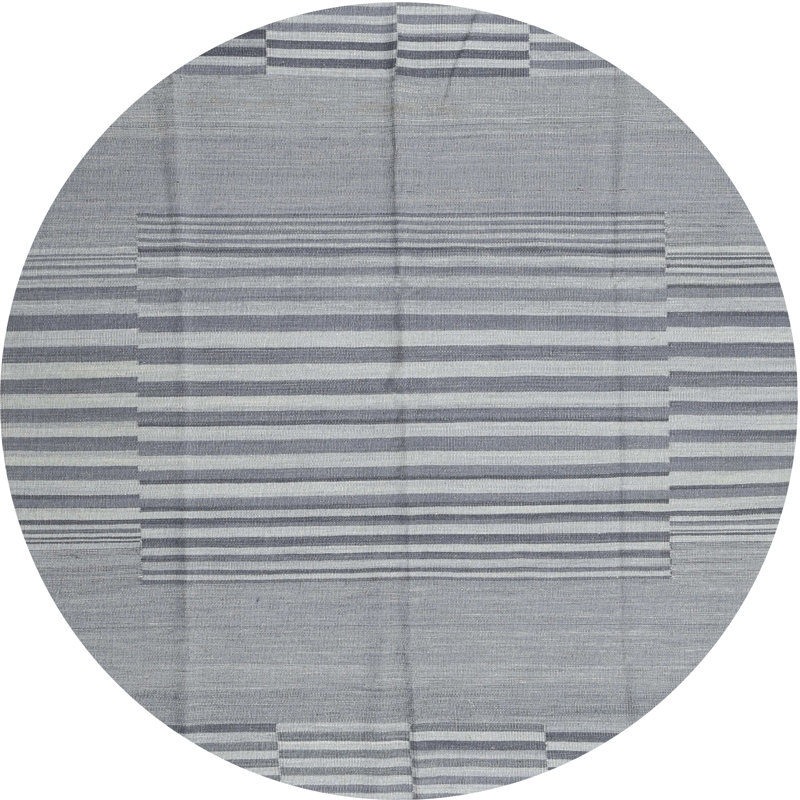 Tapis contemporain gris, Rond 5 pi