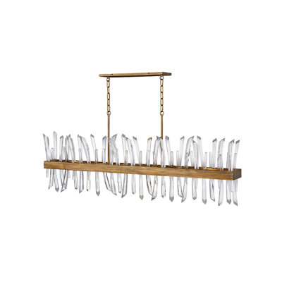 Lustre rectangulaire unique à 6 lumières avec détails en cristal