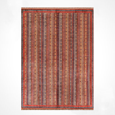 Original Hand Knotted Traditional Pattern Red Wool and Cotton Rug