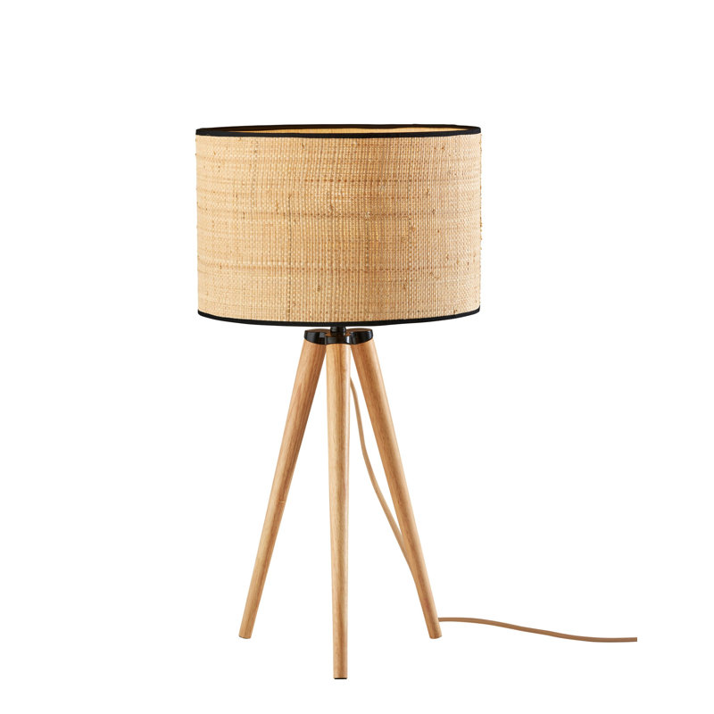 Lampe trépied Kisa, Noir, Bois naturel