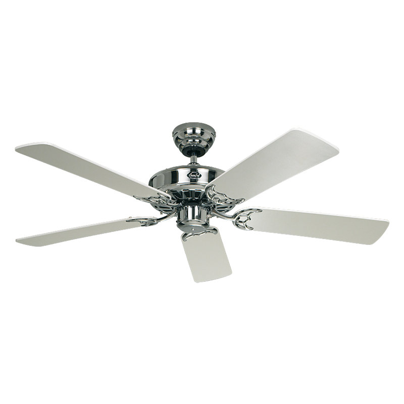 Boutwell 103cm Ceiling Fan, Shiny Chrome / White Lacquered
