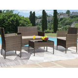 Lavedan Rattan 4 - Person Sofa Set with Cushions