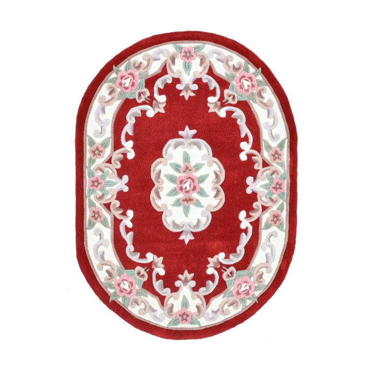 Costilla Floral Hand Woven Hand Tufted Red Area Rug
