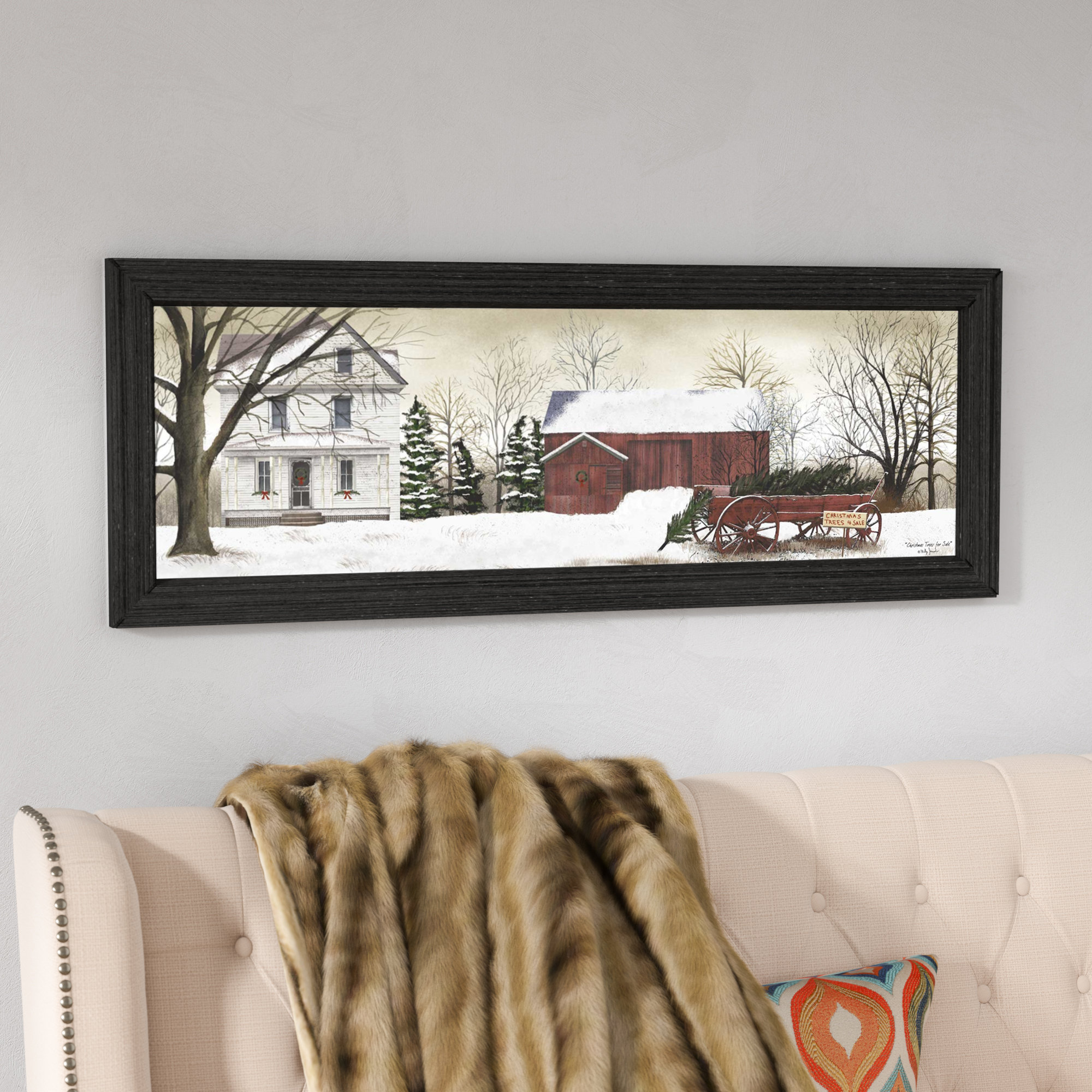 August Grove® Christmas Trees for Sale Framed Wall Art for Living Room