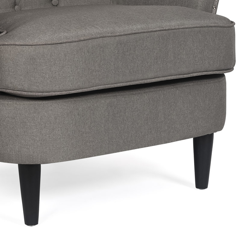 Upholstered Armchair, Gray Linen Blend
