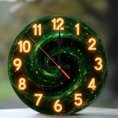 Swirling Green Galaxy Clock Numbers