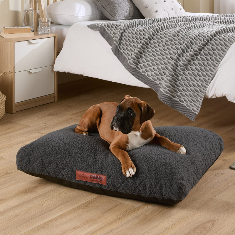 Slumberdown Paws for Slumber Machine Washable Cushioned Sherpa Pet Bed, Black, Large (41-70 lbs)