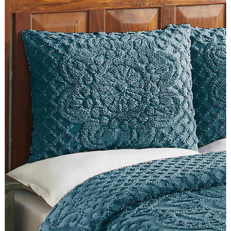 Trevor Chenille Bedspread Set King Size, 100% Cotton Medallion Coverlet Set with 2 Standard Shams, Traditional Textured Heirloom Bedding, Soft Breathable All-Season Comfort, OEKO-TEX Certified, Teal