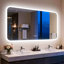 Miroir de salle de bain à DEL anti-buée avec lumières, Bluetooth, haut-parleur double puissant, température de couleur 3, intensité variable Ip66