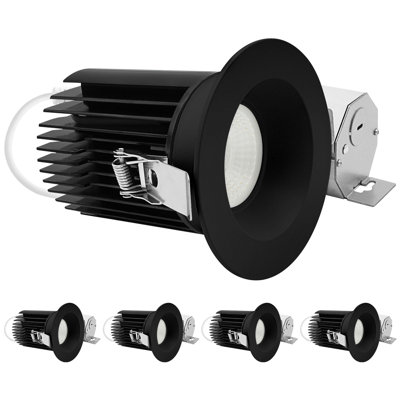 LUXRITE 4" LED Recessed Light, Regressed Canless Spotlight, 5CCT, 60º, 22W, 1700LM, Interchangeable Round Black Trim, Dimmable Wet & IC Rated 4 Pack