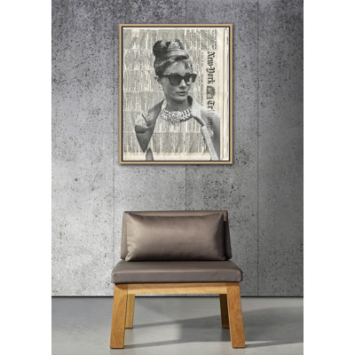 Audrey Hepburn - Floater Frame Graphic Art on Canvas