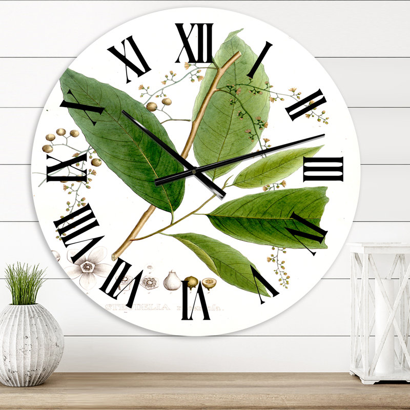 Plante brésilienne rétro I - horloge murale traditionnelle, Petit