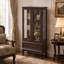 Armoire vitrine vitrée avec tablettes réglables en verre 2 portes et 1 tiroir armoire avec ampoule incluse-114223447