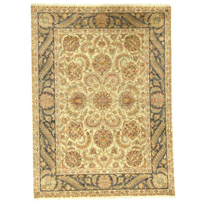 Tapis vert clair et noir noué à la main de haute qualité