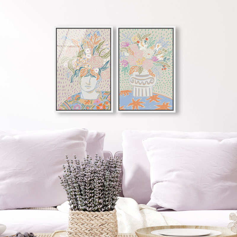 Summer Flourish Set High-Gloss Frameless Acrylic Glass Wall Art Floral & Botanical Print by Oliver Gal, Ready to Hang, 10 x 15
