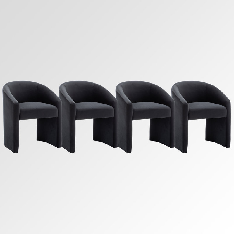 Halley Velvet Upholstered Dining Chair, Black